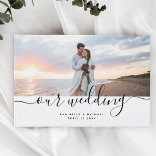 Libro De Visitas Elegante Chic Moderno Manuscrito Foto Boda