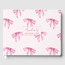Libro De Visitas Elegante Chica rosado Bow Baby Shower