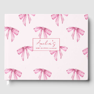 Libro De Visitas Elegante Chica rosado Bow Baby Shower