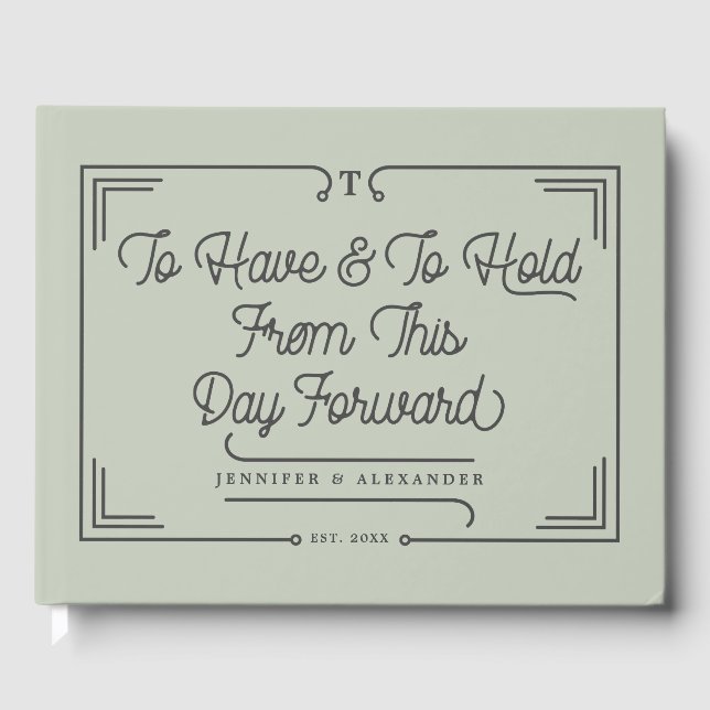 Libro De Visitas Elegante cita simple Eucalyptus Boda Verde (Anverso)