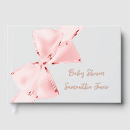 Libro De Visitas Elegante Coquette Rosa Bow Chica Baby Shower