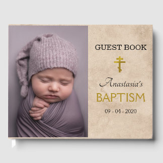 Libro De Visitas Elegante deja a invitado de bautismo cristiano ort