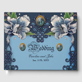 Libro De Visitas Elegante diseño celta azul