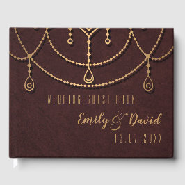 Libro De Visitas Elegante diseño tradicional marrón rojo indio