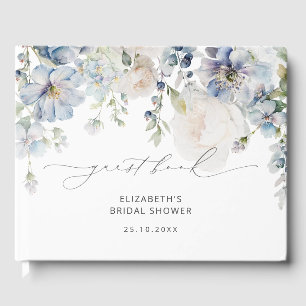Libro De Visitas Elegante Ducha Azul Floral Bridal