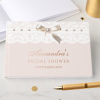 Elegante ducha de novia Rubor rosa Bow Lace