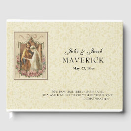 Libro De Visitas Elegante encaje de bodas tradicional católico vint