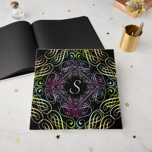 Libro De Visitas Elegante escritura de volutas de arcoíris sobre ne