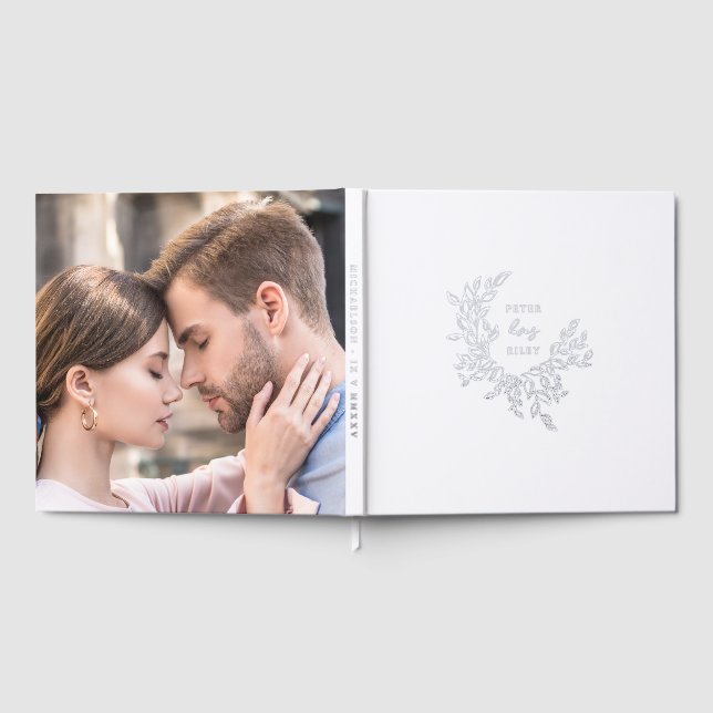 Libro De Visitas Elegante Escudo de amor Wreath Photo Boda (Lleno)