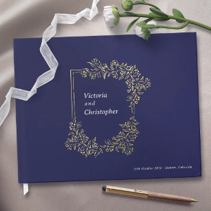Libro De Visitas Elegante Escudo floral Boda botánico clásico