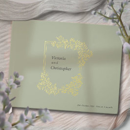Libro De Visitas Elegante Escudo floral Boda botánico clásico
