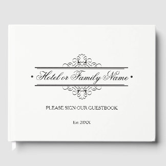 Libro De Visitas Elegante Familia Hotelera Personalizada En Blanco