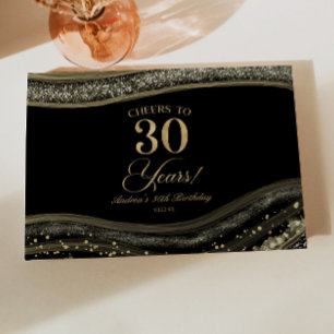 Libro De Visitas Elegante Fiesta de Cumpleaños 30 con Ágata Negra D