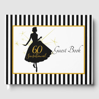 Libro De Visitas Elegante Fiesta de cumpleaños 60 Black de oro