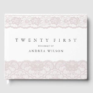Libro De Visitas Elegante Fiesta de encaje rosado 21 cumpleaños