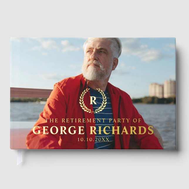 Libro De Visitas Elegante Fiesta de retiro de foto de Wreath de Lau (Anverso)