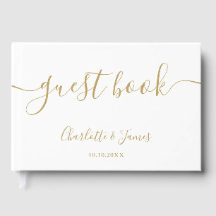Libro De Visitas Elegante firma de boda con guión dorado