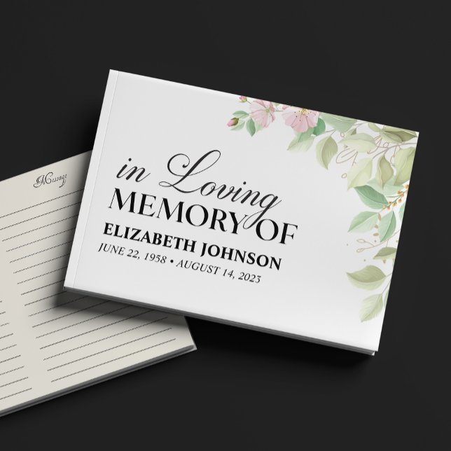 Libro De Visitas Elegante Floral En Funeral De Memoria Amable (Subido por el creador)