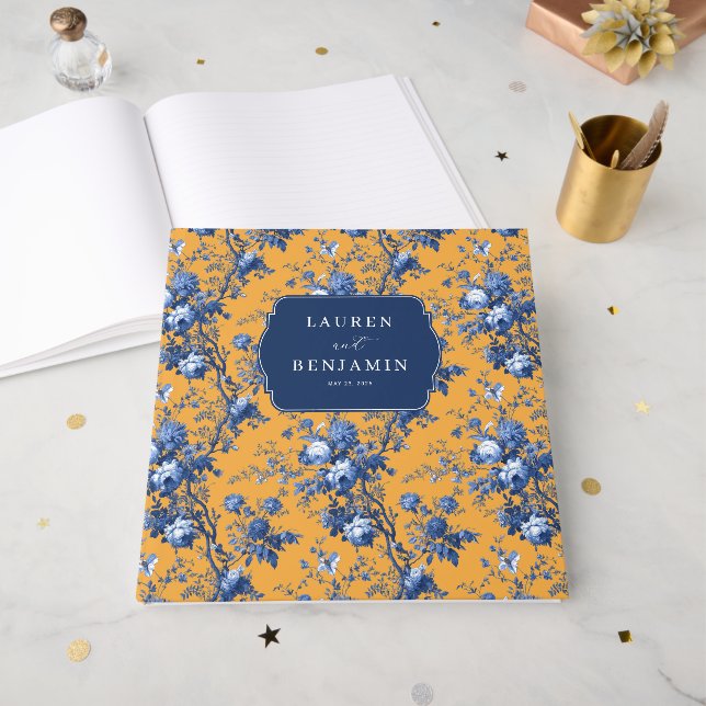 Libro De Visitas Elegante Floral Naranja (Anverso Abierto)