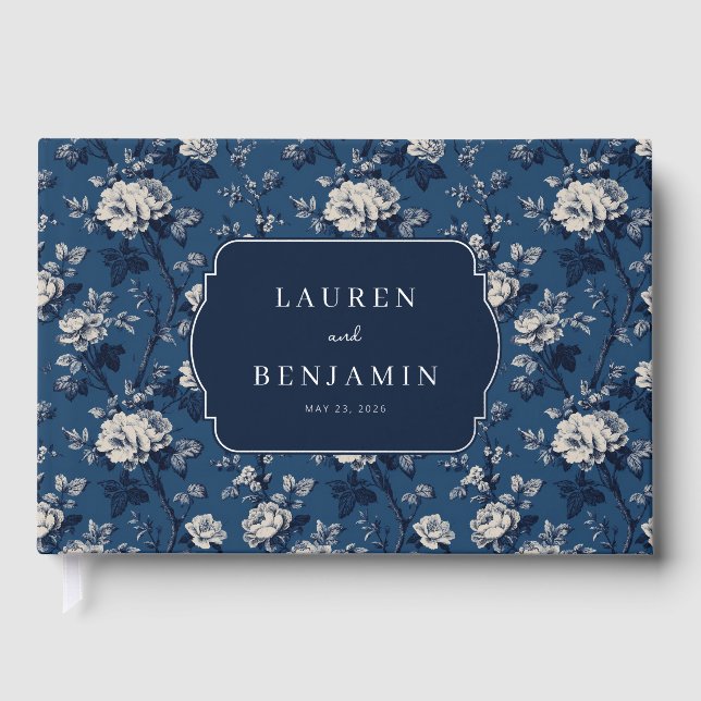 Libro De Visitas Elegante floral navy (Anverso)