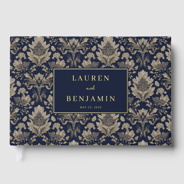 Libro De Visitas Elegante floral navy (Anverso)