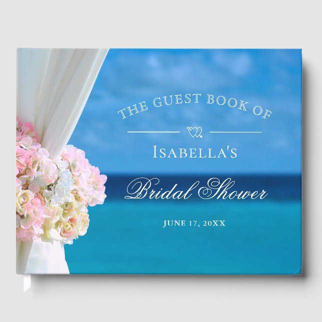 Libro De Visitas Elegante Floral Ocean Beach Summer Bridal Shower (Anverso)