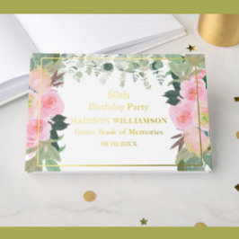 Libro De Visitas Elegante Floral Rosa Cualquier Año Relieve metaliz