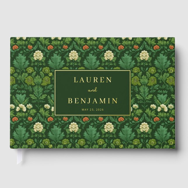 Libro De Visitas Elegante Floral Verde (Anverso)