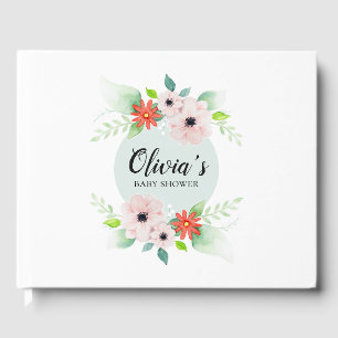 Libro De Visitas Elegante Flores Botánicas Florales Baby Shower