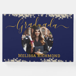 Libro De Visitas Elegante foto azul firma española graduada