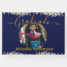 Libro De Visitas Elegante foto azul firma española graduada