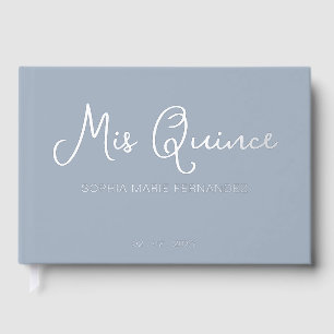 Libro De Visitas Elegante foto azul turbio moderno Quinceañera