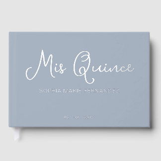 Libro De Visitas Elegante foto azul turbio moderno Quinceañera