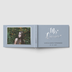 Libro De Visitas Elegante foto azul turbio moderno Quinceañera