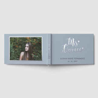 Libro De Visitas Elegante foto azul turbio moderno Quinceañera