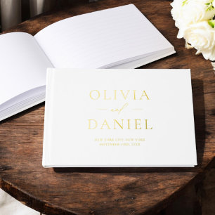 Libro De Visitas Elegante foto blanco oro moderno Minimalista