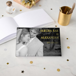 Libro De Visitas Elegante foto de Boda negro
