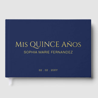 Libro De Visitas Elegante foto de oro de la Marina moderna Quinceañ