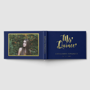 Libro De Visitas Elegante foto de oro de la Marina moderna Quinceañ