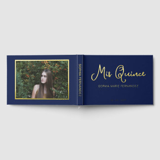 Libro De Visitas Elegante foto de oro de la Marina moderna Quinceañ