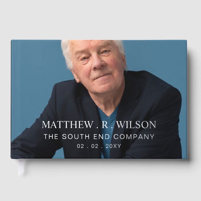 Libro De Visitas Elegante foto despedida deja jubilación de Fiestas (Anverso)