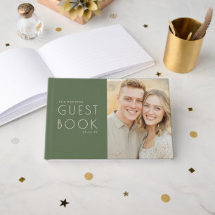 Libro De Visitas Elegante Foto Minimalista Verde