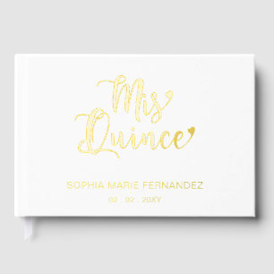 Libro De Visitas Elegante foto moderna de oro blanco Quinceañera