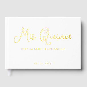 Libro De Visitas Elegante foto moderna de oro blanco Quinceañera