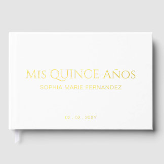 Libro De Visitas Elegante foto moderna de oro blanco Quinceañera