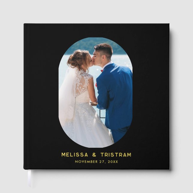 Libro De Visitas Elegante foto ovalada elegante boda Personalizado  (Anverso)