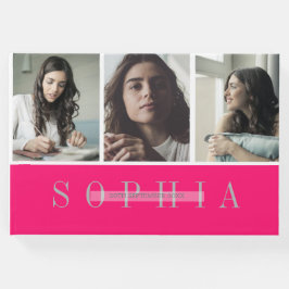 Libro De Visitas Elegante foto personal 3 foto bat Mitzvah Rosa