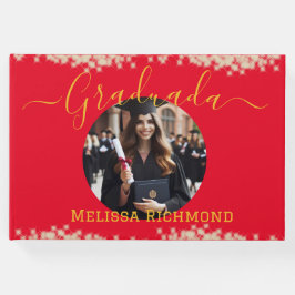 Libro De Visitas Elegante foto roja firma española graduada