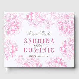 Libro De Visitas Elegante Fuchsia Boda de peonía floral rosa y gris