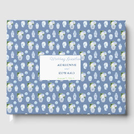 Libro De Visitas Elegante Ginger Jars Boda Azul Y Blanco